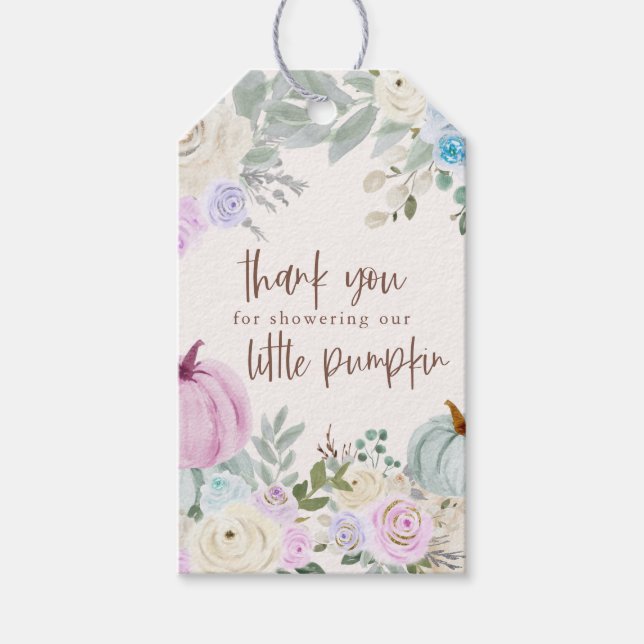 Étiquettes-cadeau Fall Pastel Citrouille Floral Baby shower (Devant)