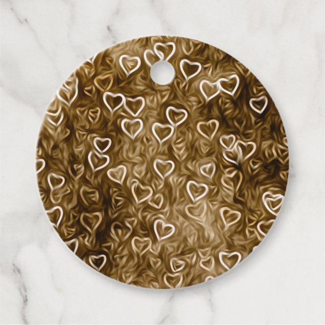 Étiquettes Cadeau Falling Hearts - Sépia (Devant)