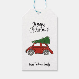 Étiquettes-cadeau Famille classique d'arbres de Noël