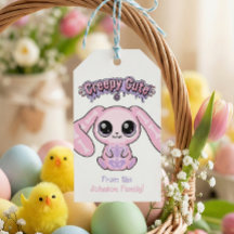 Famille de lapin de Pâques mignon et flippant Tag 