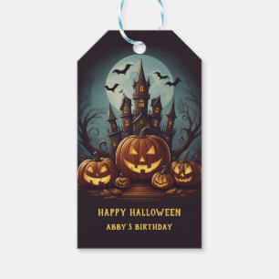 Étiquettes-cadeau Famille de maison hantée d'Halloween