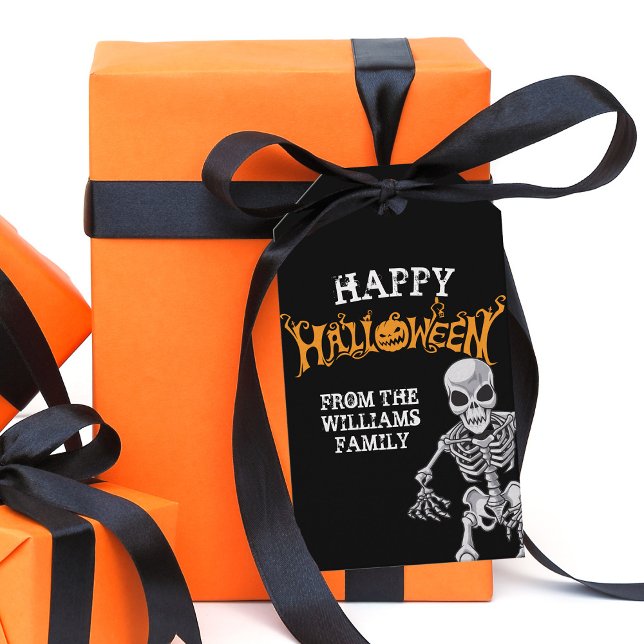 Étiquettes-cadeau Famille personnalisée Halloween Parti annuel Skele (Créateur téléchargé)