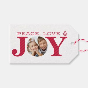 Étiquettes-cadeau FAMILLE PHOTO JOYER simple audacieux moderne rouge