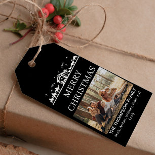 Étiquettes-cadeau Famille Photo Simple Nativité Noël religieux