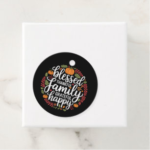 Étiquettes Cadeau Famille Reconnaissante Bénie Dîner de Thanksgiving