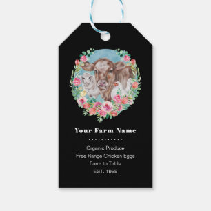 Étiquettes-cadeau Family Farm Homestead Chicken Cow Market Garden