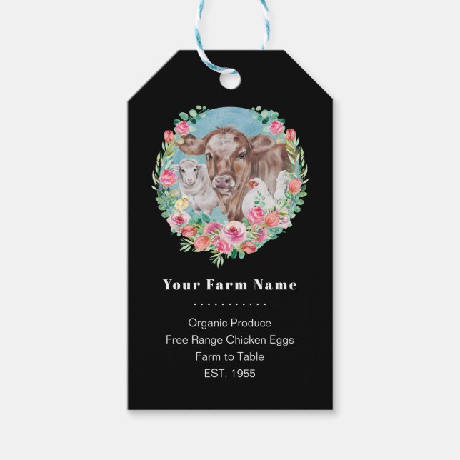Étiquettes-cadeau Family Farm Homestead Chicken Cow Market Garden (Devant)
