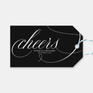 Étiquettes-cadeau Fancy Black and White Cheers Wine Bottle Tags