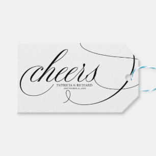 Étiquettes-cadeau Fancy Black Script Chefs Vin Bottle Tags