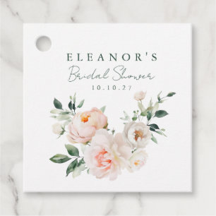 Étiquettes Cadeau Fard à joues Pivoine Aquarelle Rose Fête de Mariag