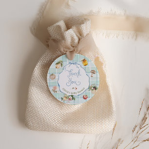 Étiquettes Cadeau Farmers Baby shower bleu garçon Merci