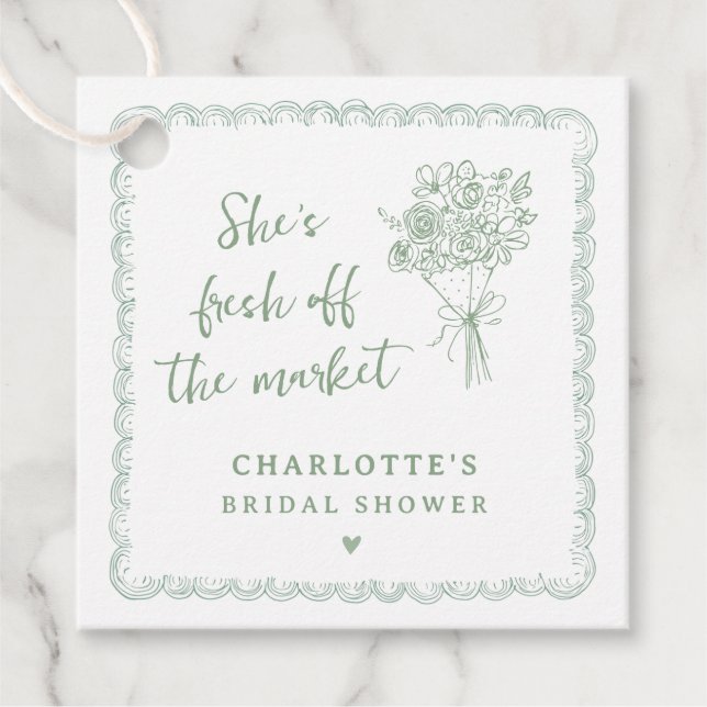 Étiquettes Cadeau Farmers Fresh de la fête de mariage avant le march (Devant)
