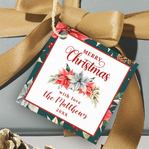 Étiquettes Cadeau Farmhouse Poinsettia Rustic Christmas Tags cadeaux
