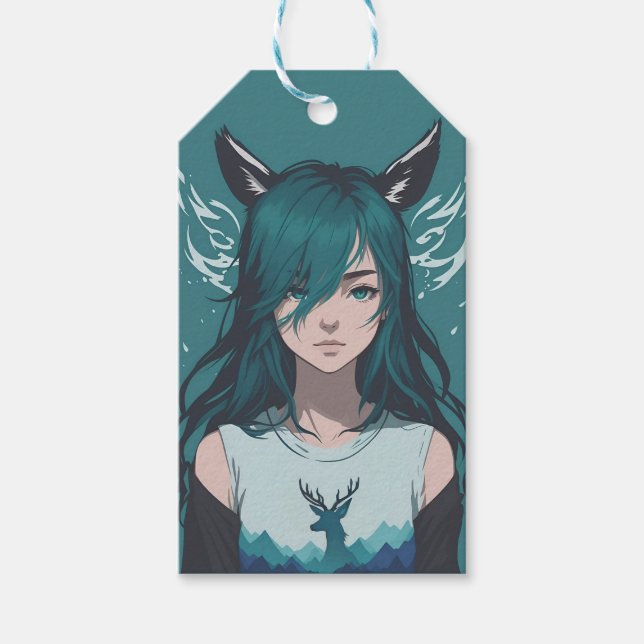 Étiquettes-cadeau Faune des filles des cerfs (Devant)