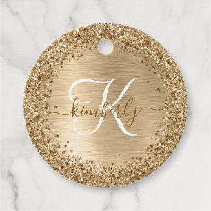 Étiquettes Cadeau Faux Gold brossé Parties scintillant métallique Im