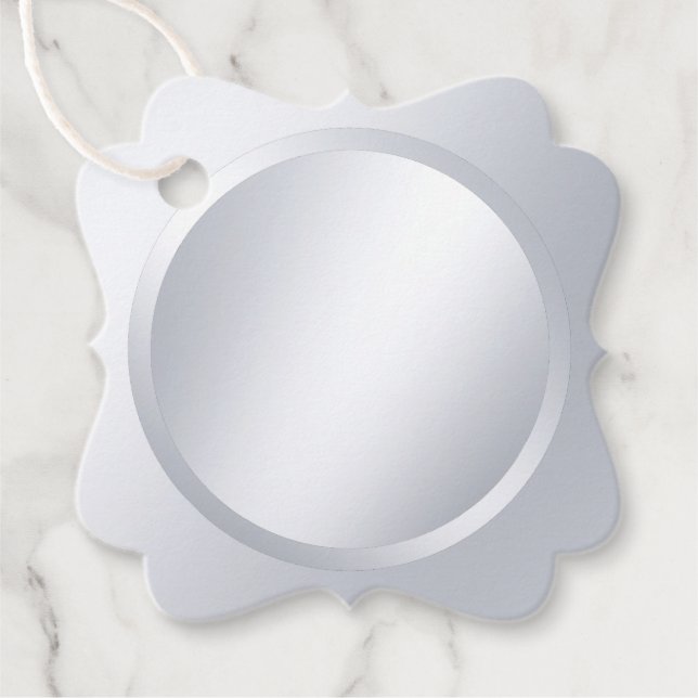 Étiquettes Cadeau Faux métalliques Argent Moderne Élégant Modèle bla (Devant)
