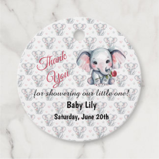Étiquettes Cadeau Faveur de Baby Shower à l'Élément Rose en Aquarell