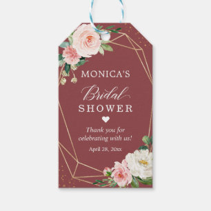 Étiquettes-cadeau Faveur de douche nuptiale florale Rose Cannelle Bl