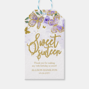 Étiquettes-cadeau Faveur de fête de Quinceanera florale Papillon Vio