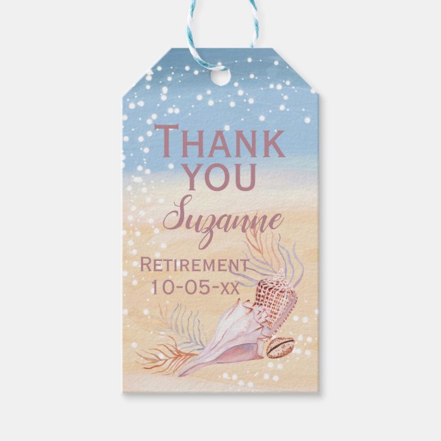 Étiquettes-cadeau Faveur de fête de retraite Coquillage côtier de pl (Devant)