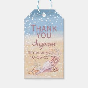 Étiquettes-cadeau Faveur de fête de retraite de coquillage côtier de
