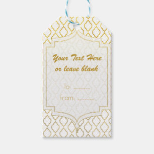 Étiquettes-cadeau Faveur de fête glamour arabe marocaine or et blanc