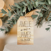 Faveur de mariage à monogramme avec grain de bois 