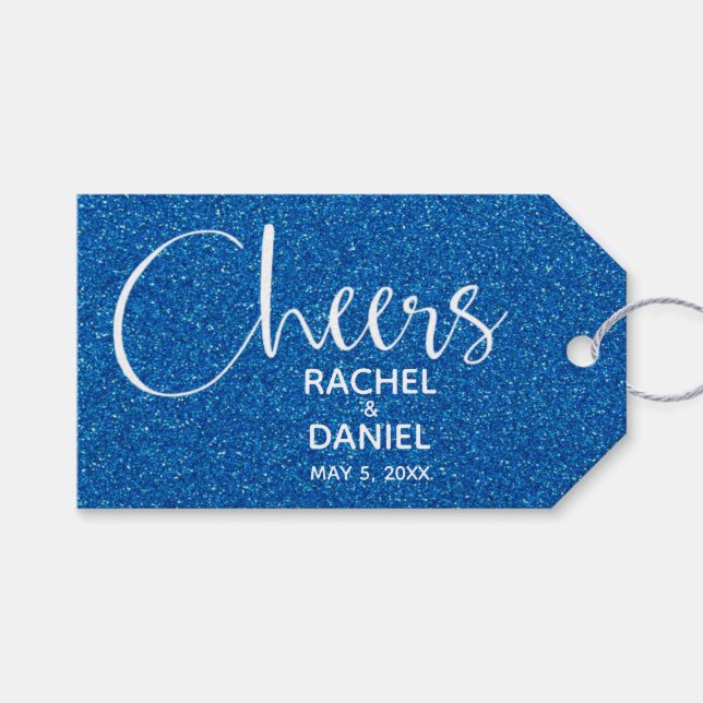 Étiquettes-cadeau Faveur de mariage bleu (Devant (Horizontal))