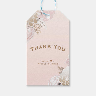Étiquettes-cadeau Faveur de mariage florale vintage moderne rose blu