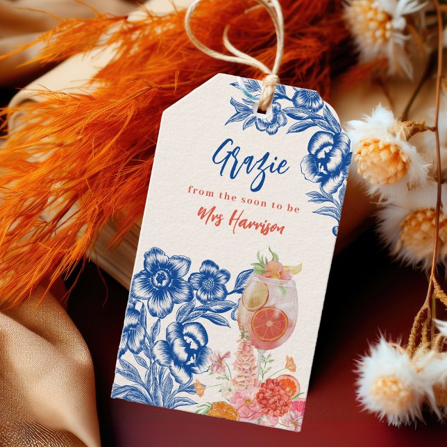 Étiquettes-cadeau Faveur de mariage Spritz Amore à l'aquarelle (Créateur téléchargé)