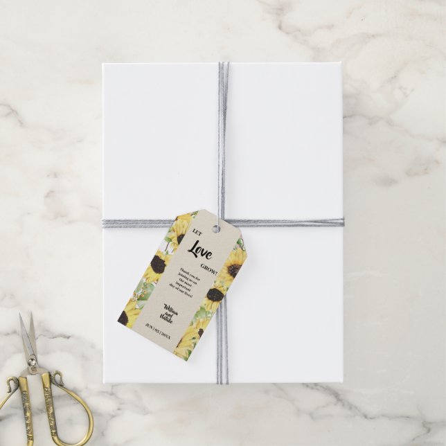 Étiquettes-cadeau Faveur de mariage tournesols que l'amour grandisse (Avec de la ficelle)