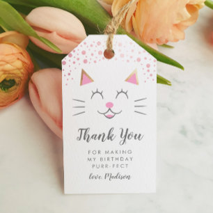 Étiquettes-cadeau Faveur de Merci d'anniversaire de Purrfect de chat