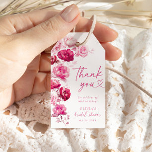 Étiquettes-cadeau Faveur de salle de bain de mariage floral rose mag