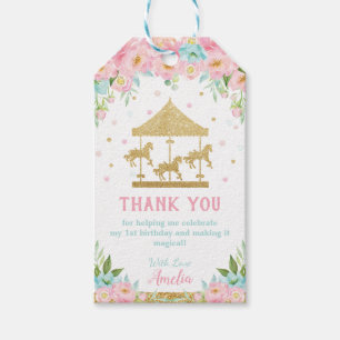 Étiquettes-cadeau Faveur florale en bon état rose de Merci