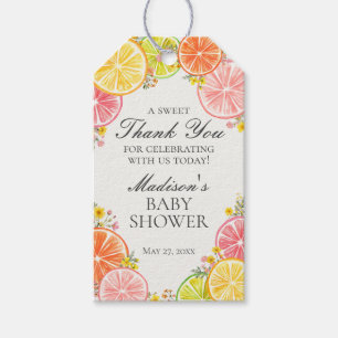 Étiquettes-cadeau Faveurs de Baby Shower Citron Floral Little Cutie
