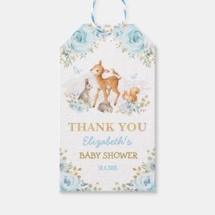 Étiquettes-cadeau Faveurs florales d'or bleu d'animaux de région