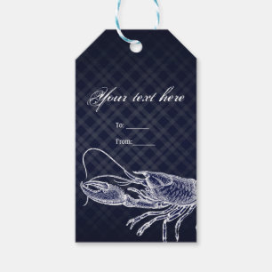 Étiquettes-cadeau Favori de fête élégant et chic bleu marine homard