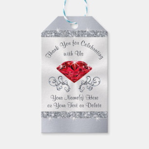 Étiquettes-cadeau Favoris de l'anniversaire du Mariage Ruby ou toute
