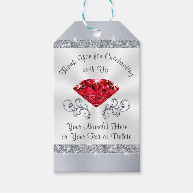 Étiquettes-cadeau Favoris de l'anniversaire du Mariage Ruby ou toute (Devant)