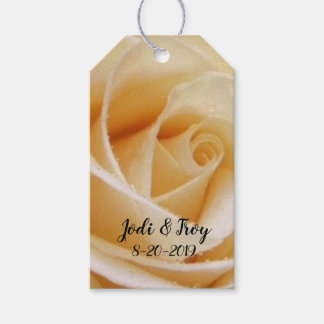 Étiquettes-cadeau Favoris de mariage de rose jaune personnalisé