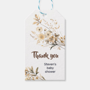 Étiquettes-cadeau Favoriser le tag cadeau baby shower de fleurs beig