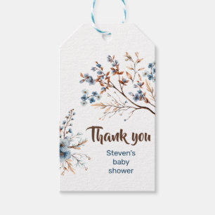 Étiquettes-cadeau Favoriser le tag cadeau baby shower fleurs bleues 