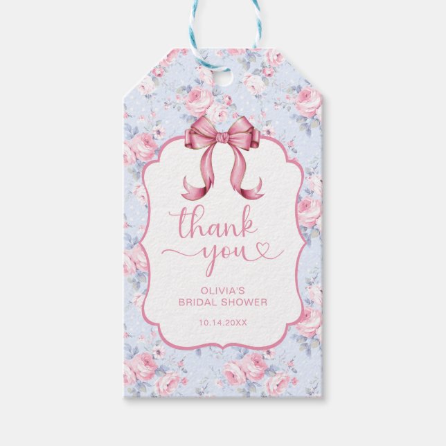 Étiquettes-cadeau Favors Rose Coquette Mariage Remerciement (Devant)