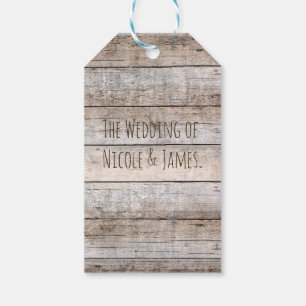 Étiquettes-cadeau Favour de mariage en bois de campagne lumineuse ru