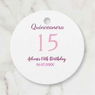 Étiquettes Cadeau Fée rose 15e anniversaire simple moder quinceanera