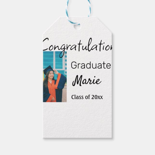 Étiquettes-cadeau Félicitations graduation ajouter nom année texte p (Devant)