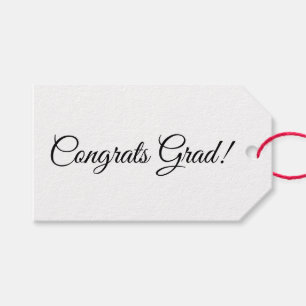 Étiquettes-cadeau Félicitations Gris blanc noir script simple élégan