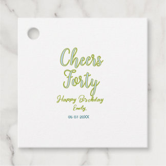 Étiquettes Cadeau félicitations quarante nom vert bleu pastel annive