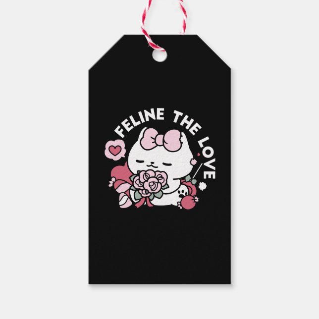 Étiquettes-cadeau Feline the Love - Design de chat de la belle Valen (Devant)