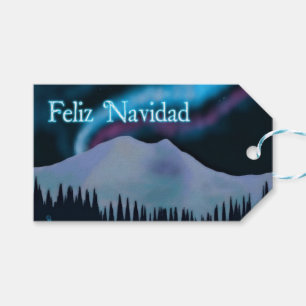 Étiquettes-cadeau Feliz Navidad - Blue Aurora
